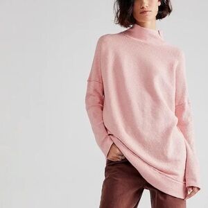 Free People Casey Mockneck Ribbed Pink Long Sleeve Tunic